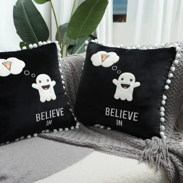 Ghost Embroidered Cushion Cover