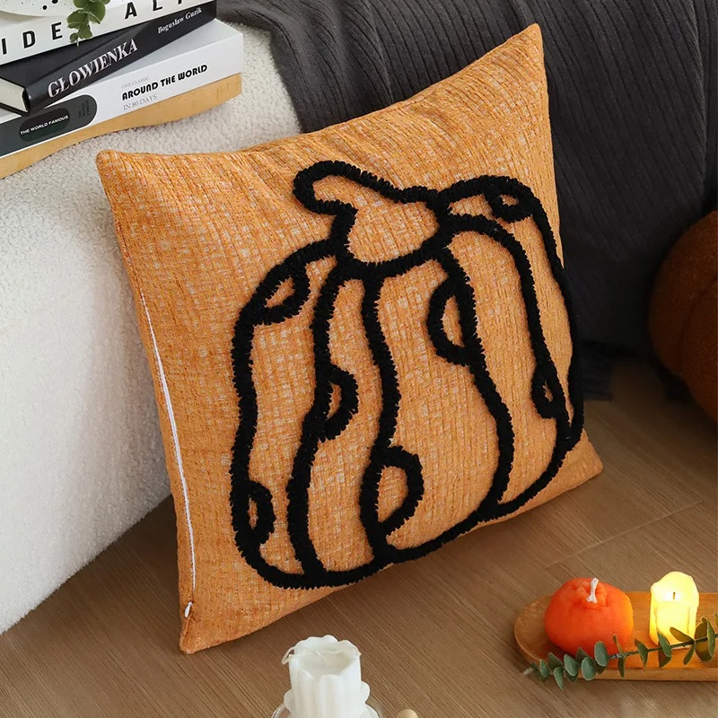 Halloween Pumpkin Embroidered Cushion Cover - Image 4