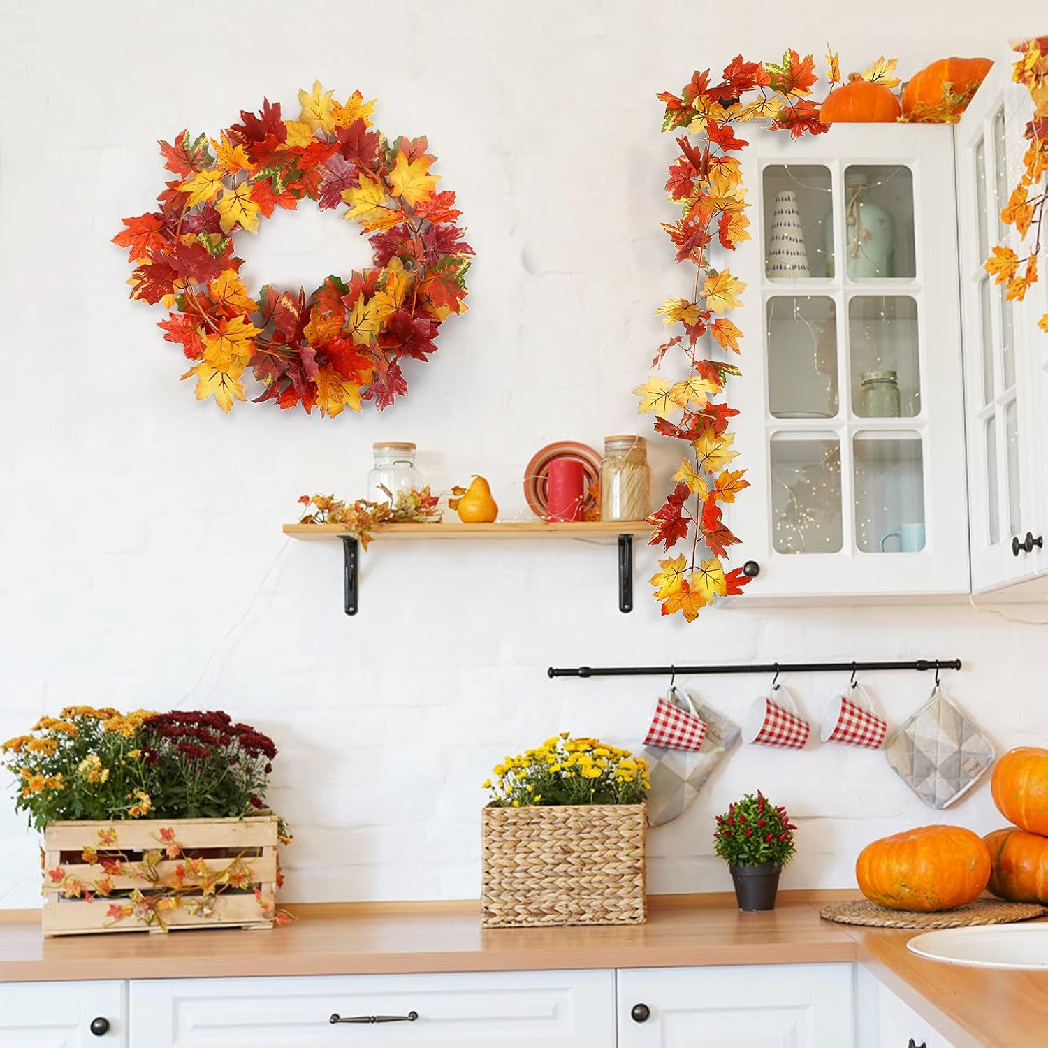 2M Artificial Fall Maple Leaf Garland - Image 5