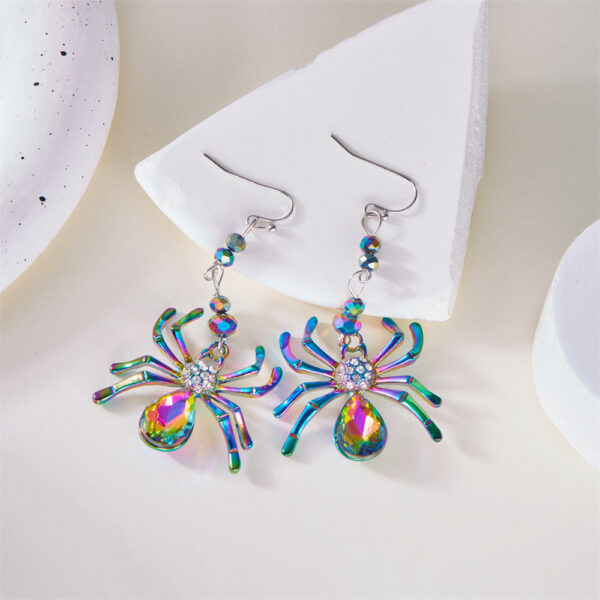 Gothic Colorful Spider Stud Earrings – Retro Punk Halloween Jewelry