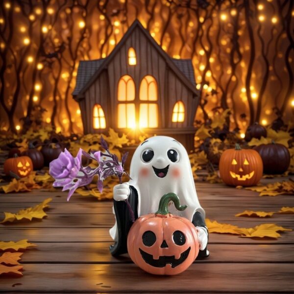 Halloween Pumpkin Ghost Resin Figurine Decoration