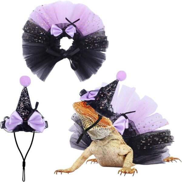 Small Pet Witch Costume Set with Hat and Tutu Skirt for Lizards, Guinea Pigs, Bunnies & Ferrets