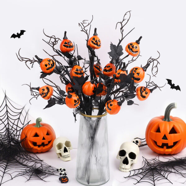 Halloween Maple Leaf Pumpkin Branch Stems Party & Home Decorations