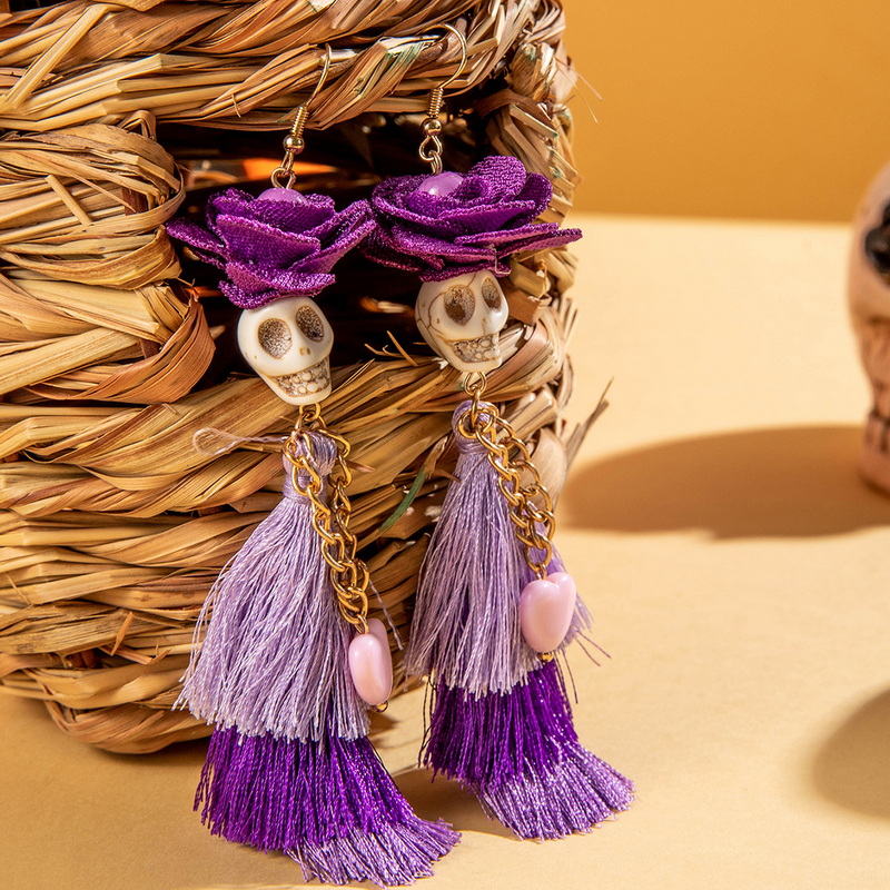 Gothic Punk Halloween Skeleton Dangle Earrings - Image 3