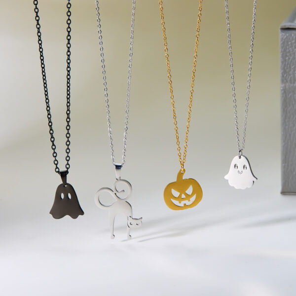 Stainless Steel Halloween Ghost Pendant Necklace Clavicle Choker