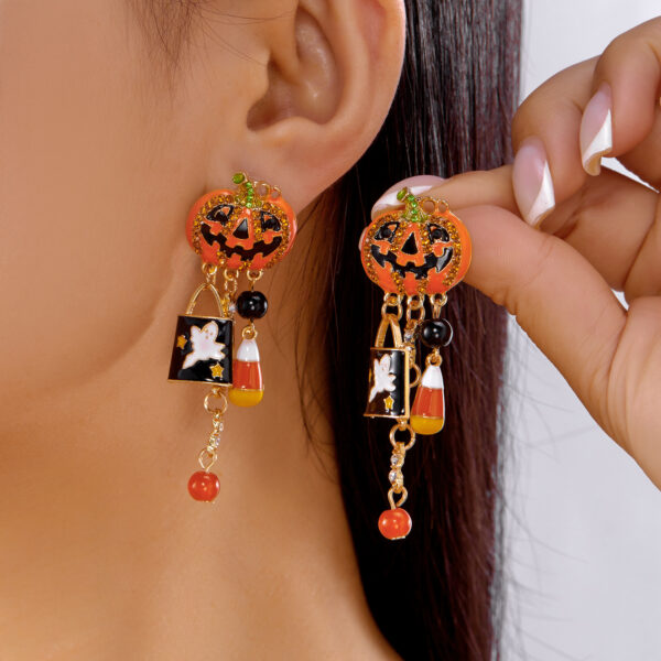 Halloween Pumpkin Dangle Earrings Ghost Spider Tassel Jewelry