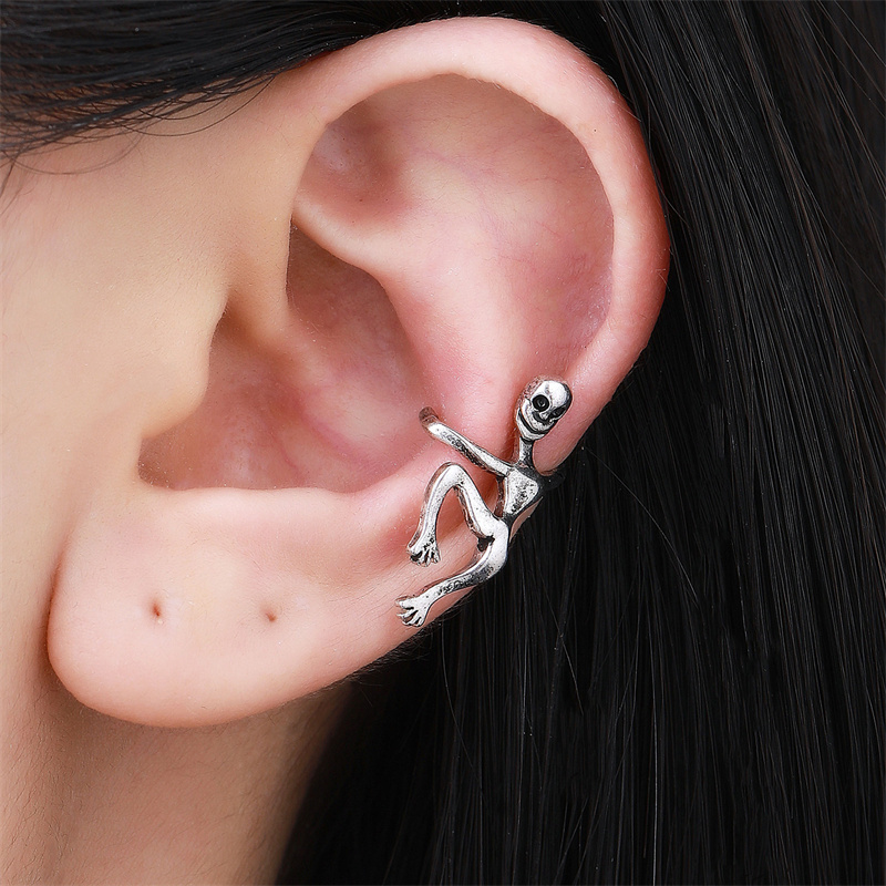 Gothic Skull Ear Cartilage Clip-On Earrings for Punk & Halloween - Image 5