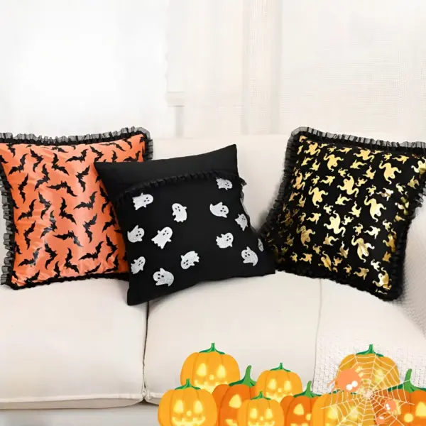 Halloween Bat Gauze Throw Pillow Cover 18x18 Inch Decorative Cushion