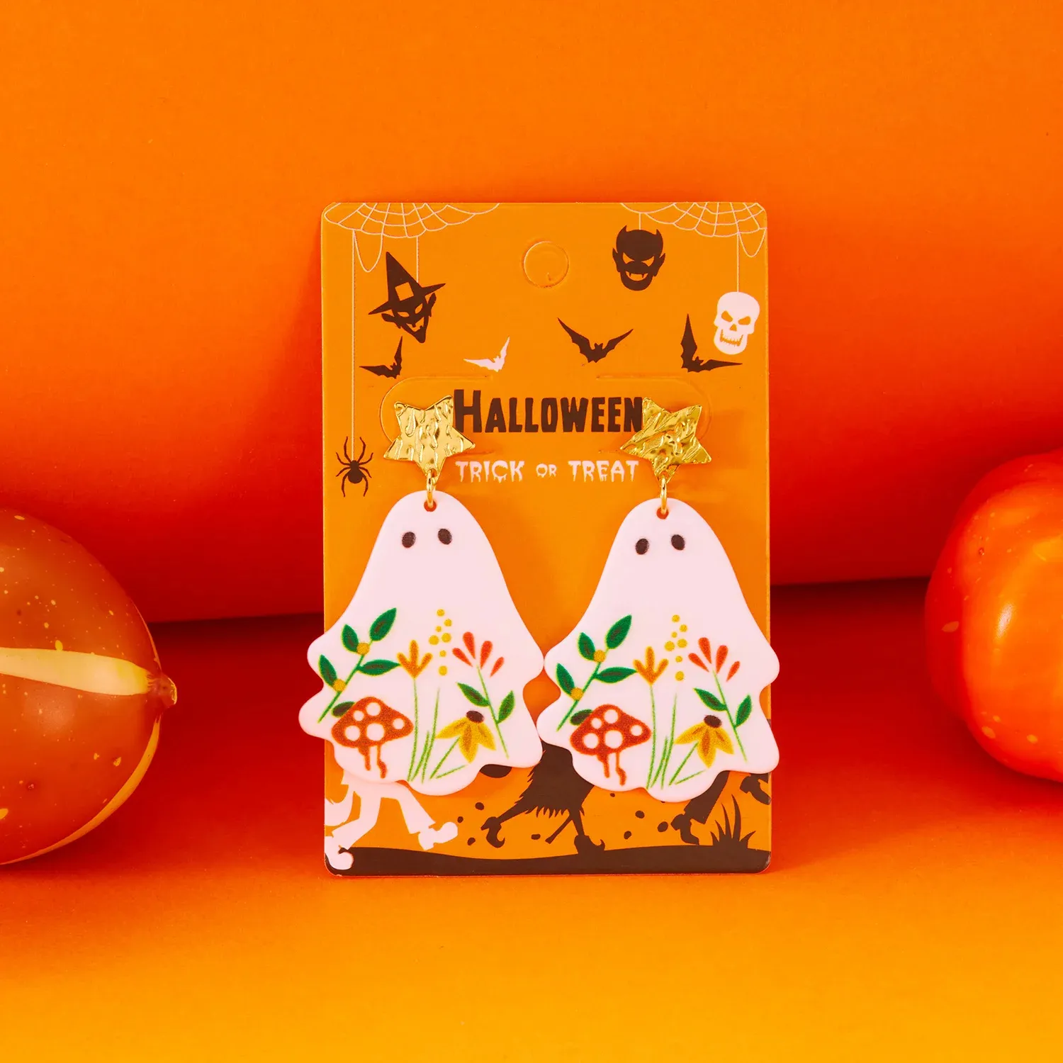 Halloween Ghost & Skeleton Tree Dangle Earrings – Spooky Cute Statement Jewelry - Image 5