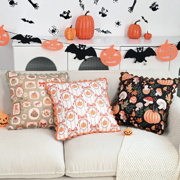 Halloween Day of The Dead Pumpkin Cushion Cover 18x18 Inch Decorative Pillowcase