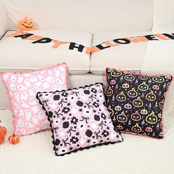 Halloween Day of the Dead Ghost Pillow Cover 18x18 Inch Decorative Cushion