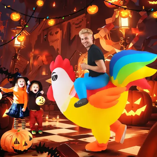 Inflatable Ride-On Chicken Costume for Adults – Funny Halloween Blow-Up Suit