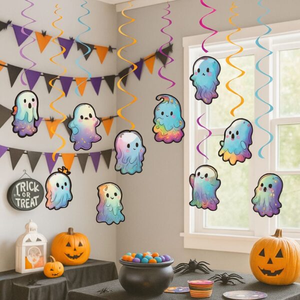 Colorful Ghost Banner for Halloween Party Decor