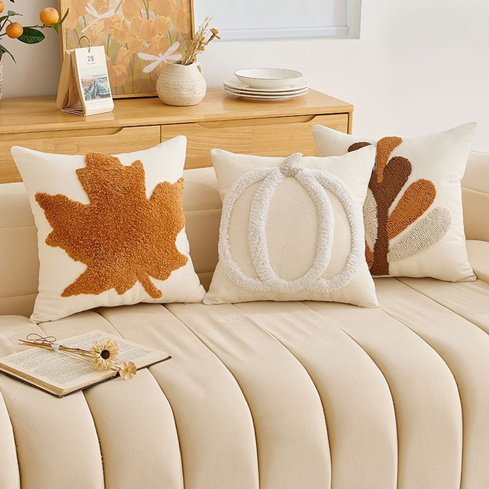 Halloween Pumpkin Embroidered Velvet Pillowcase 18x18 Inch Cushion Cover - Image 3