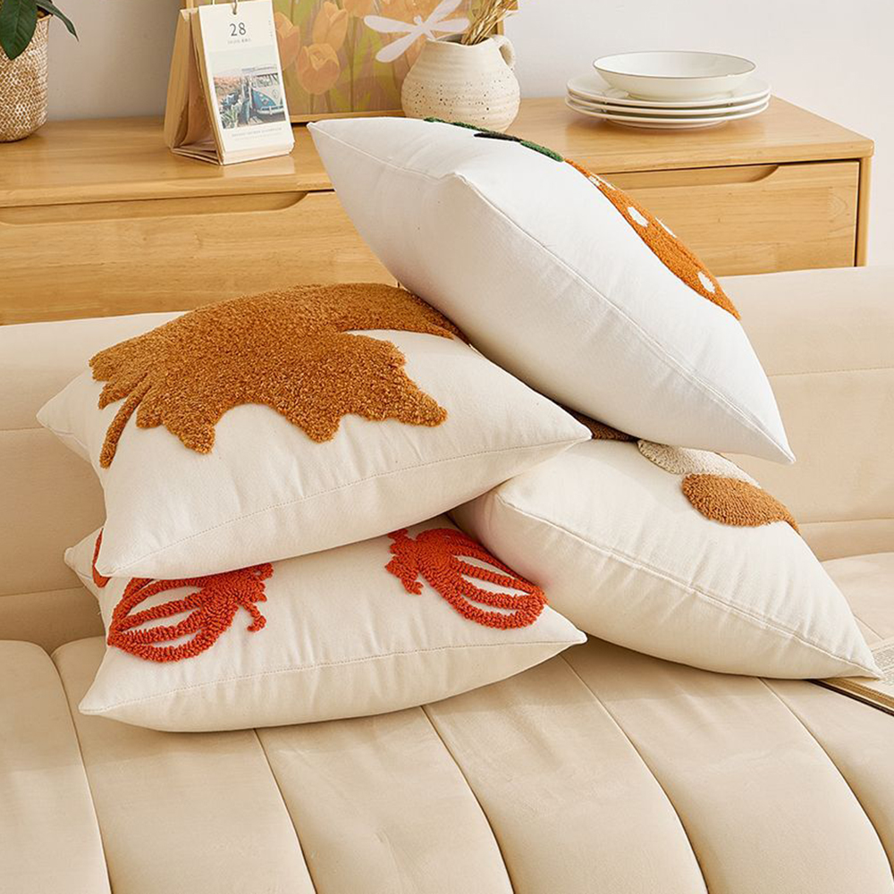 Halloween Pumpkin Embroidered Velvet Pillowcase 18x18 Inch Cushion Cover - Image 4