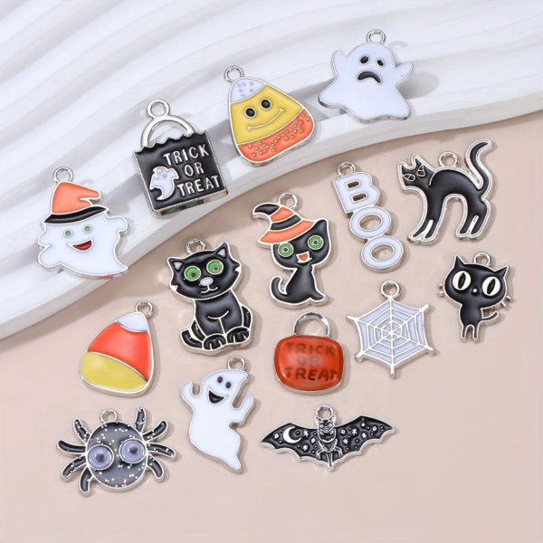 Halloween Enamel Charms – 10pcs Mixed Pendants for DIY Jewelry