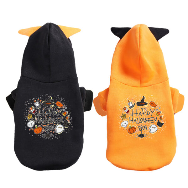 Halloween Pet Hoodie with Cartoon Print for Dogs and Cats
