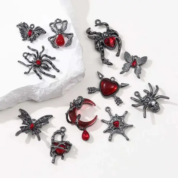 5pcs Gothic Moon Spider Butterfly DIY Charms for Earrings, Necklaces & Keychains