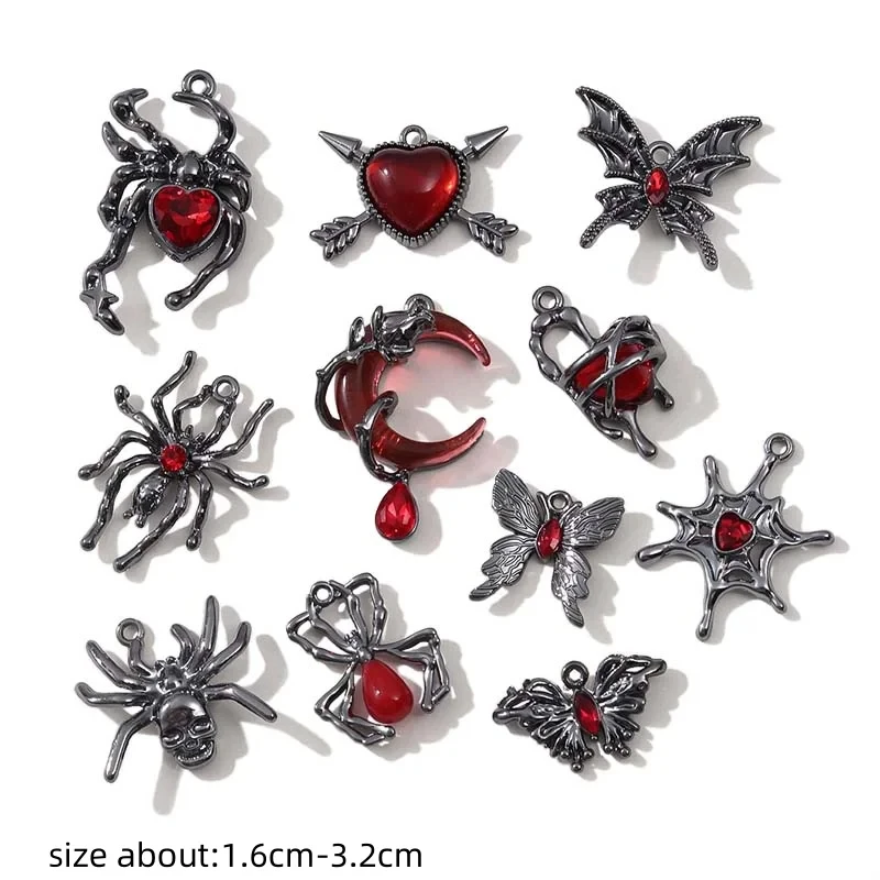 5pcs Gothic Moon Spider Butterfly DIY Charms for Earrings, Necklaces & Keychains - Image 2
