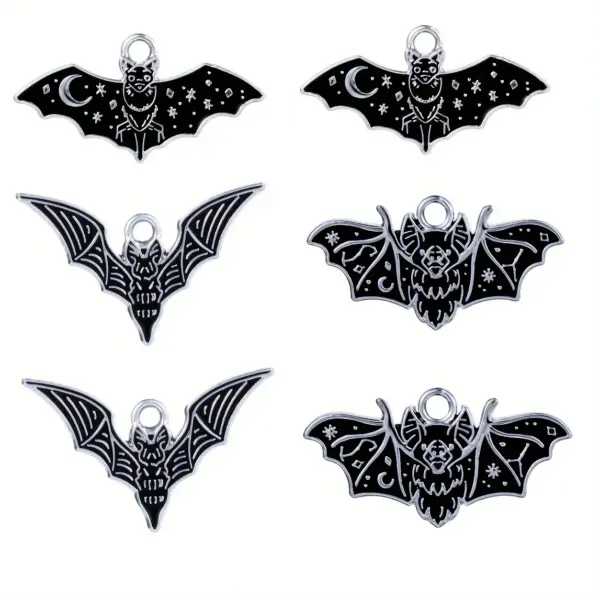 10pcs Gothic Bat Enamel Charms – Halloween DIY Jewelry Pendants