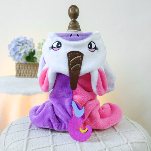 Rainbow Unicorn Dog Hoodie Winter Warm Fleece Four-Legged Pet Outfit