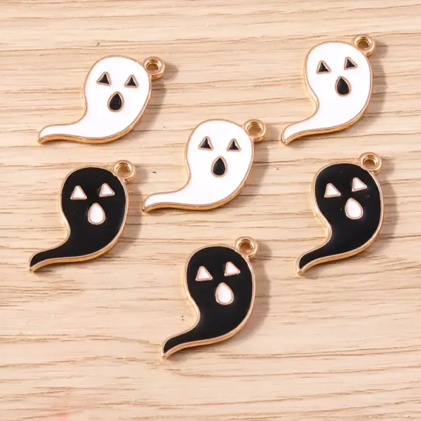 10pcs Halloween Ghost Charms – 14x22mm Enamel Pendants for DIY Jewelry