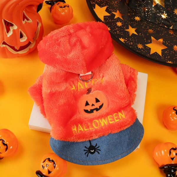 Halloween Pumpkin Pet Costume Jacket for Dogs and Cats – Fleece Warm Outfit