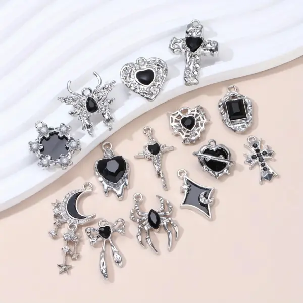 Y2K Enamel Moon & Star Metal Charms – 5pcs Random Mix for DIY Jewelry