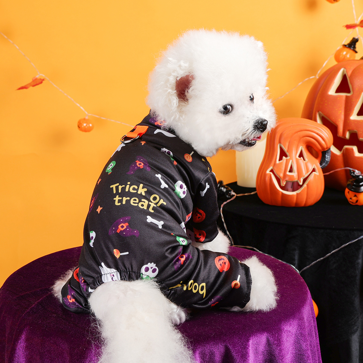 Halloween Black Puppy Jumpsuit – Cozy Anti-Shedding Dog Outfit - Image 2