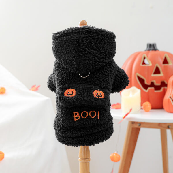Halloween Pumpkin Hoodie for Pets – Warm Fleece Dog & Cat Sweater