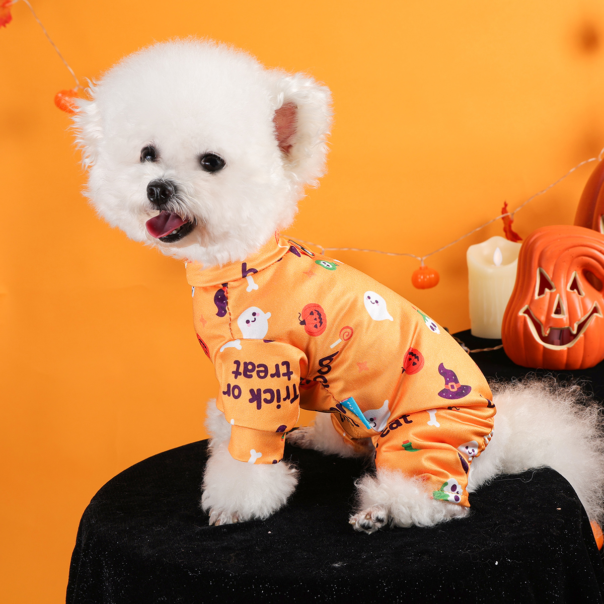 Halloween Puppy Dog Costume - Orange Cozy Four-Legged Autumn Outfit - Image 3