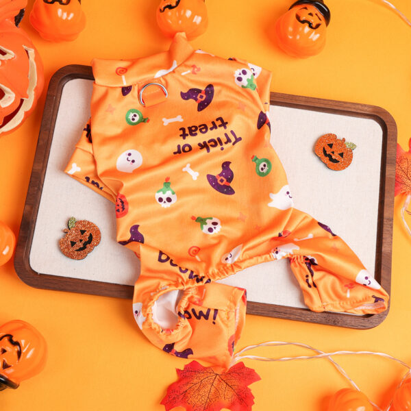 Halloween Puppy Dog Costume - Orange Cozy Four-Legged Autumn Outfit