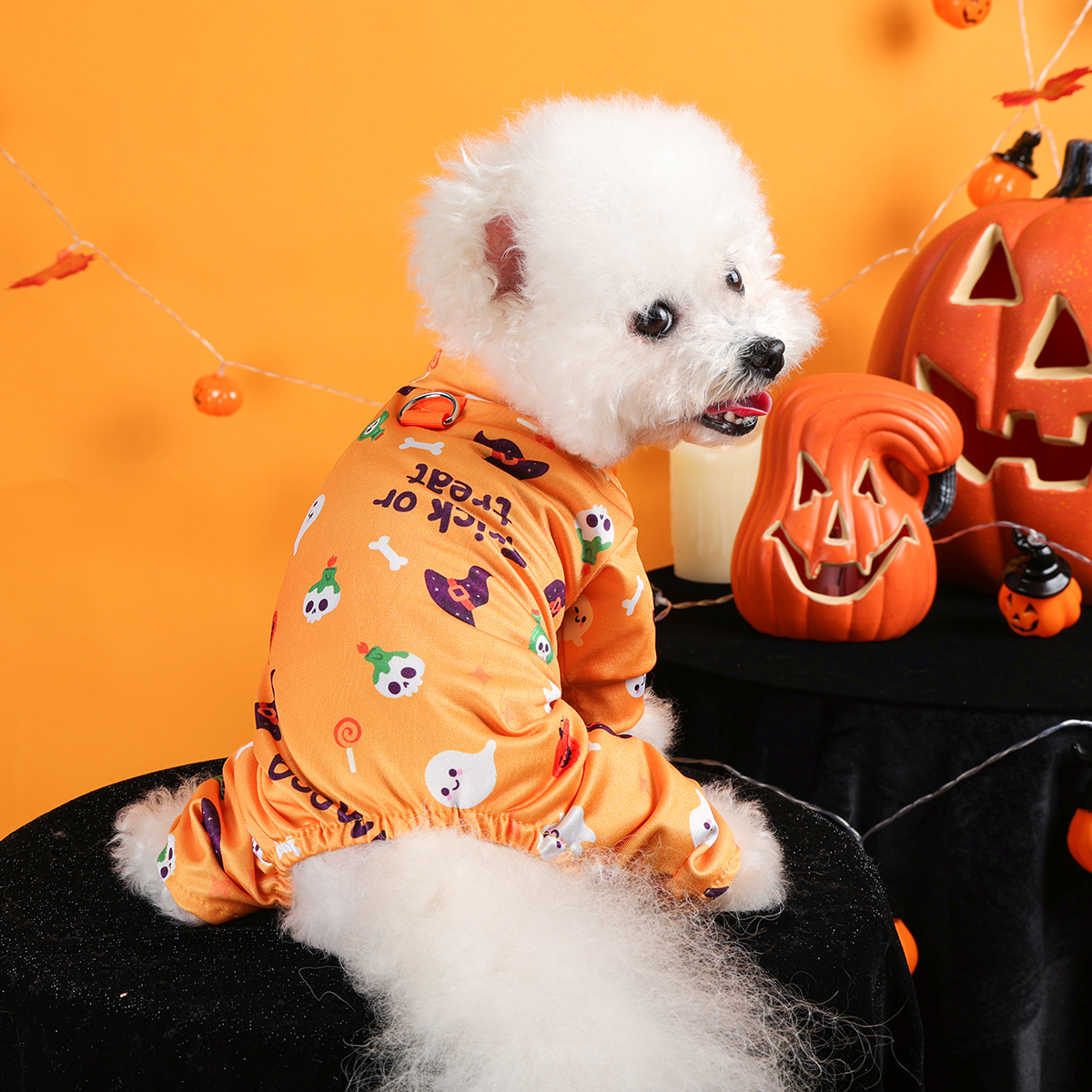 Halloween Puppy Dog Costume - Orange Cozy Four-Legged Autumn Outfit - Image 4