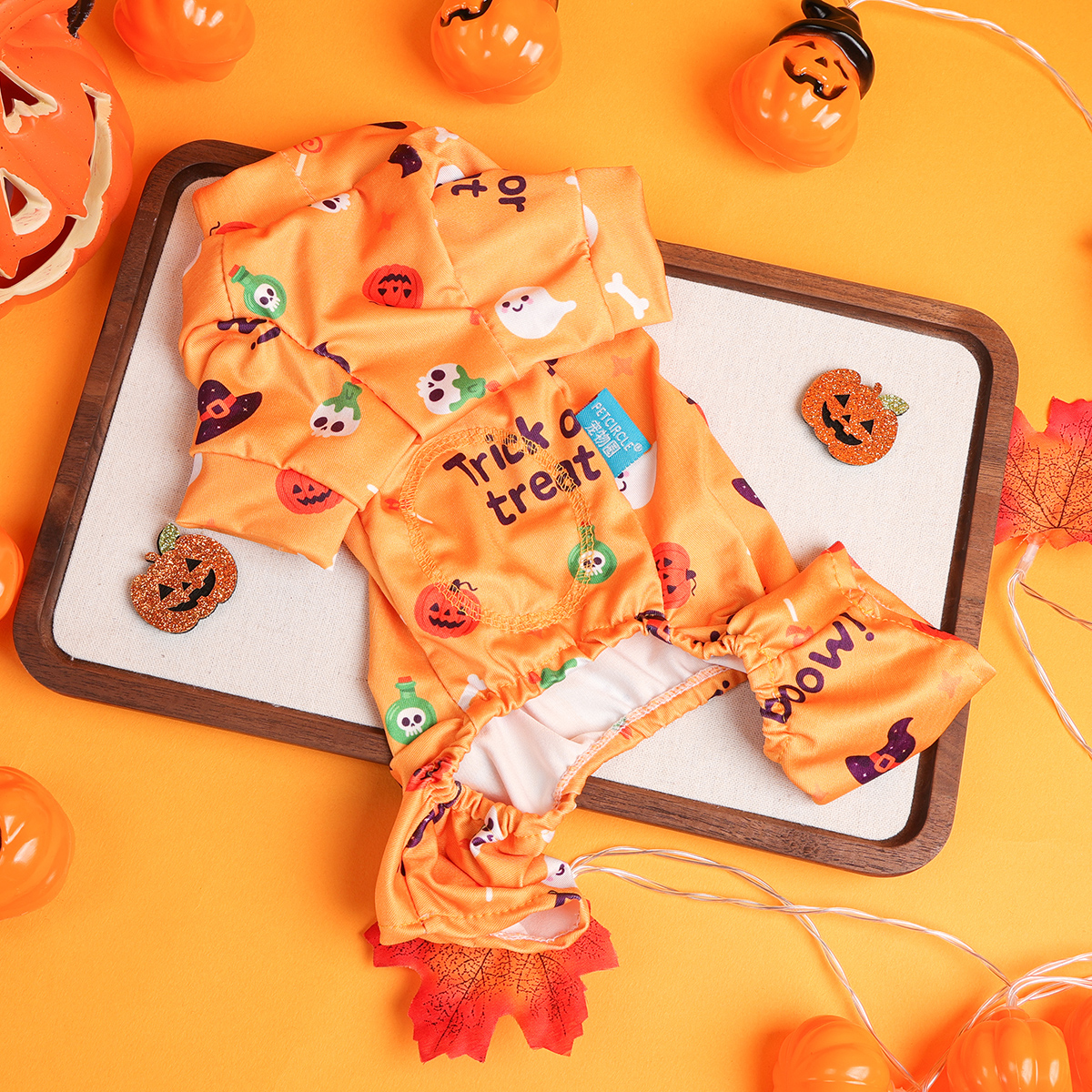Halloween Puppy Dog Costume - Orange Cozy Four-Legged Autumn Outfit - Image 5