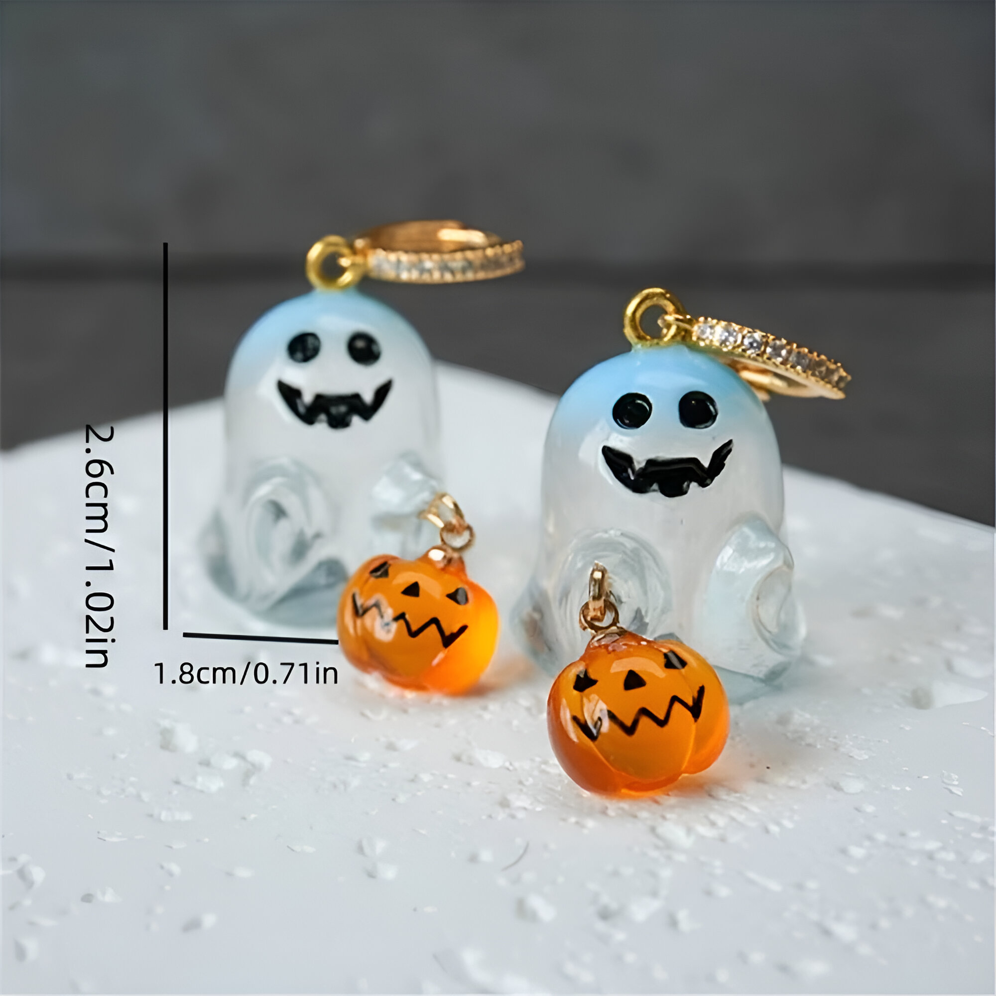 Halloween Ghost & Pumpkin Drop Earrings – Cute Punk Stainless Steel Jewelry - Image 5