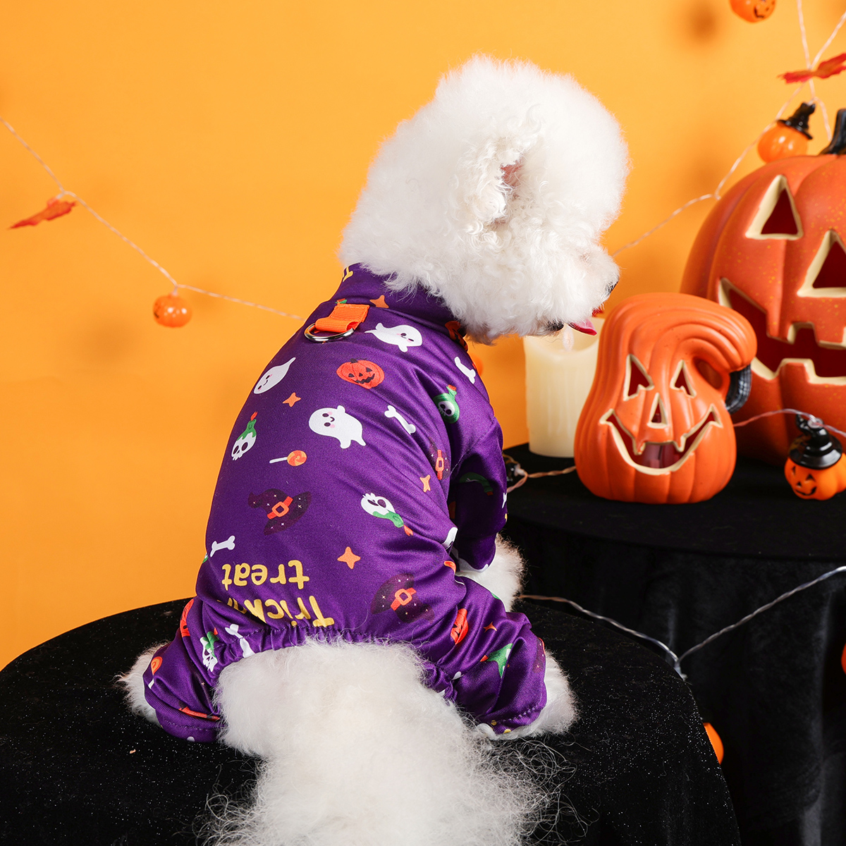 Halloween Dog Pajamas - Purple Puppy Jumpsuit with Four-Legged Pants - Image 4