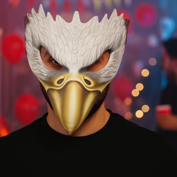 Halloween Eagle PU Leather Full Face Mask with Elastic Strap