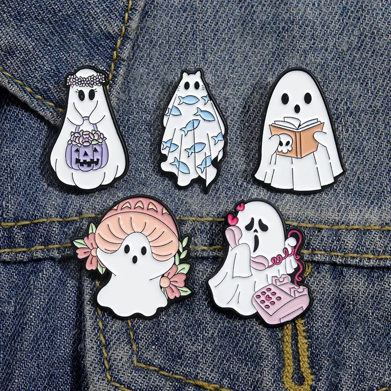 Halloween Ghost Enamel Pins – Cute Cartoon Brooches for Kids & Friends - Image 2