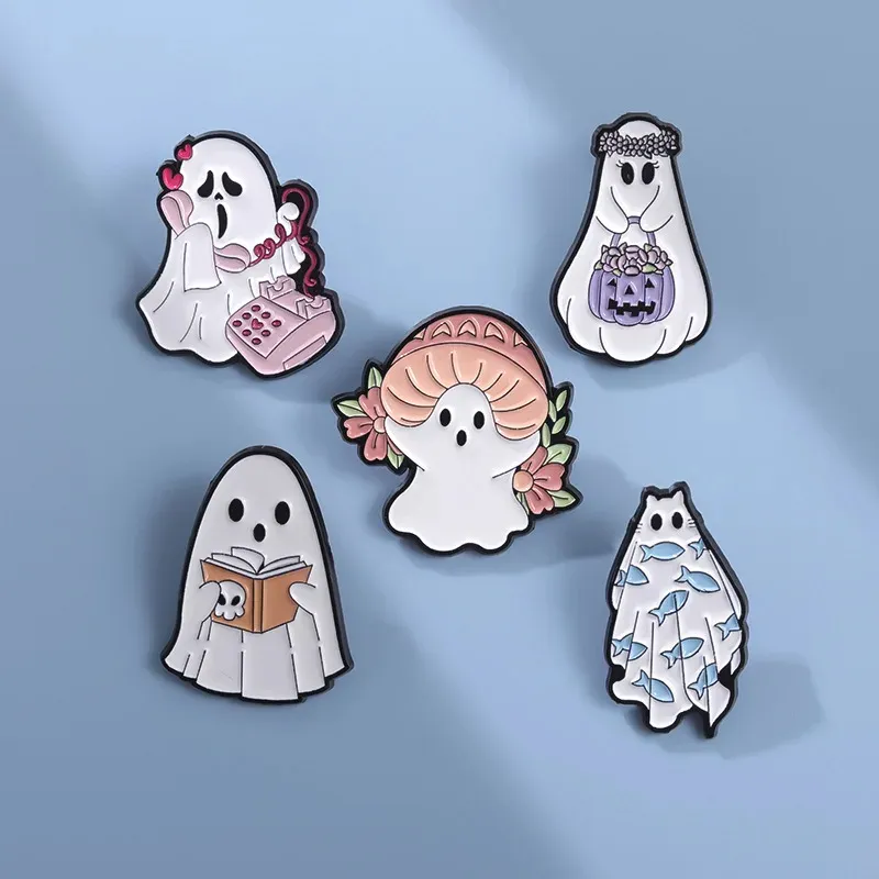 Halloween Ghost Enamel Pins – Cute Cartoon Brooches for Kids & Friends
