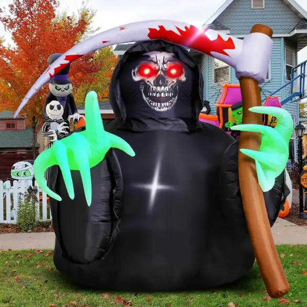 Halloween Inflatable Grim Reaper Ghost with Lights – Outdoor Yard Decoration