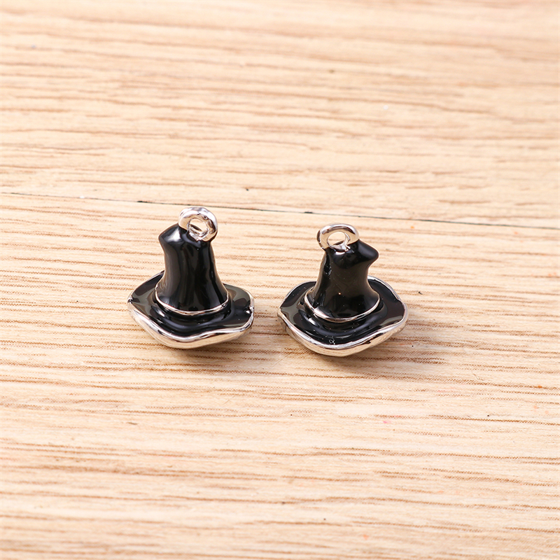 5pcs Enamel Halloween Witch Hat Charms for DIY Jewelry Making - Image 5