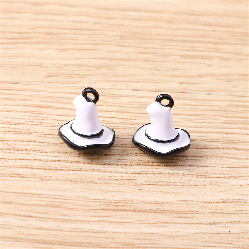 5pcs Enamel Halloween Witch Hat Charms for DIY Jewelry Making - Image 4