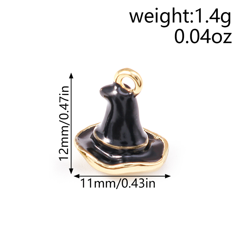 5pcs Enamel Halloween Witch Hat Charms for DIY Jewelry Making - Image 6