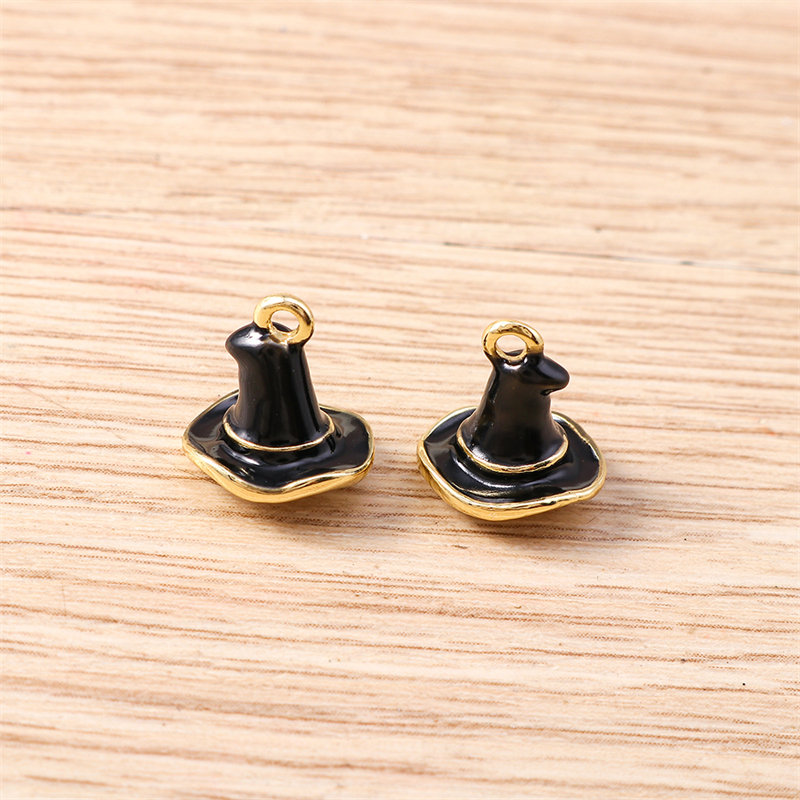 5pcs Enamel Halloween Witch Hat Charms for DIY Jewelry Making - Image 3