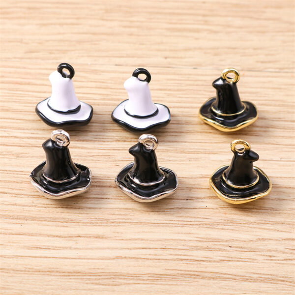 5pcs Enamel Halloween Witch Hat Charms for DIY Jewelry Making