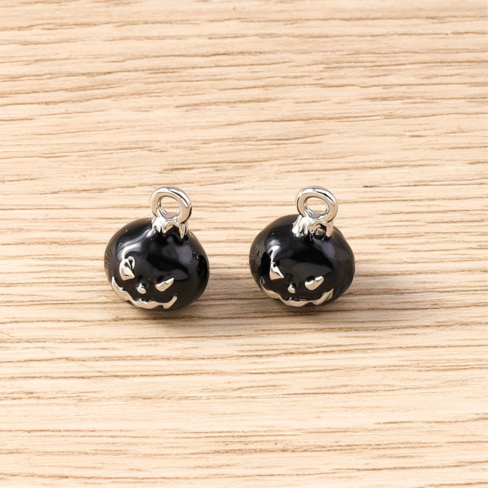 5pcs Mini Halloween Pumpkin Charms – Enamel Alloy Pendants for DIY Jewelry - Image 6