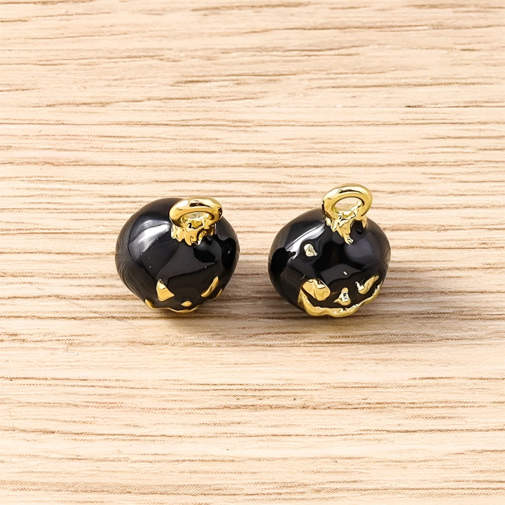 5pcs Mini Halloween Pumpkin Charms – Enamel Alloy Pendants for DIY Jewelry - Image 5