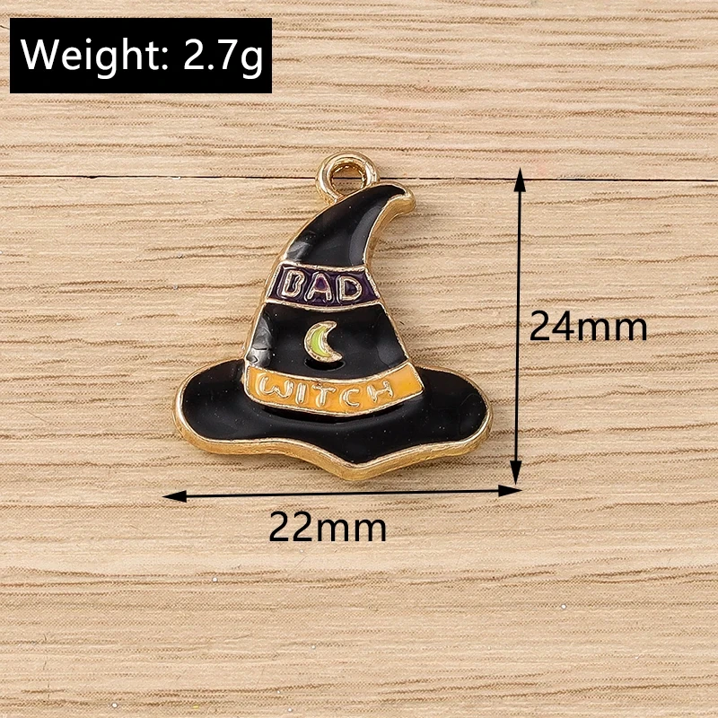 10pcs Halloween Witch Hat Charms – Enamel Pendants for DIY Jewelry - Image 6