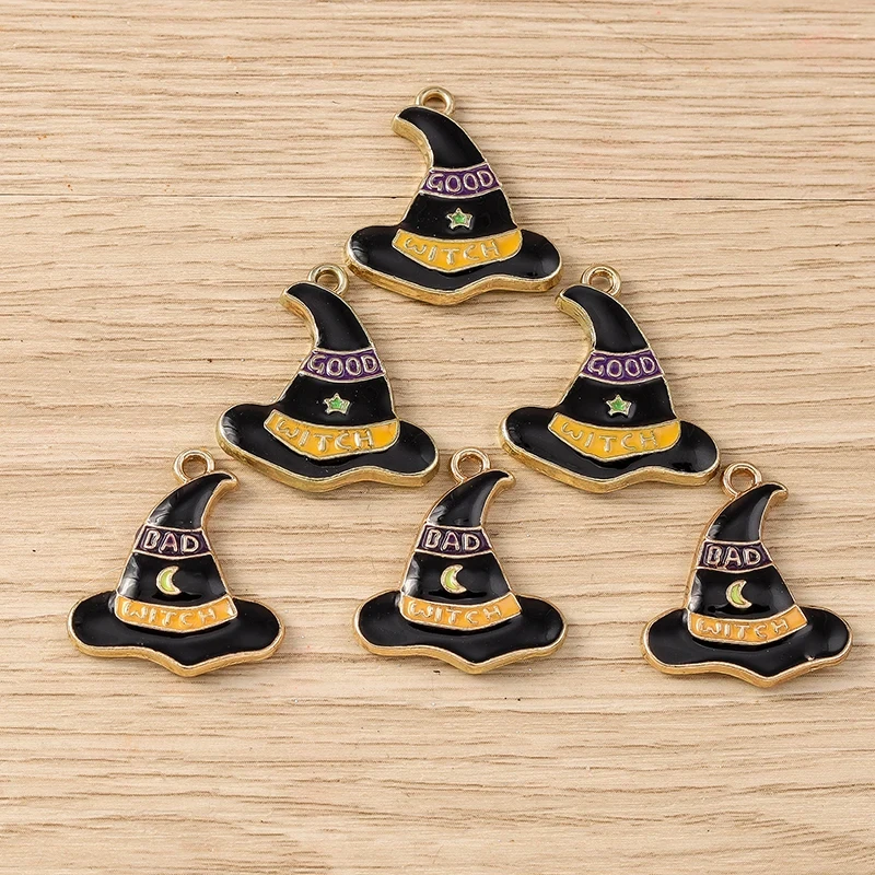 10pcs Halloween Witch Hat Charms – Enamel Pendants for DIY Jewelry - Image 2
