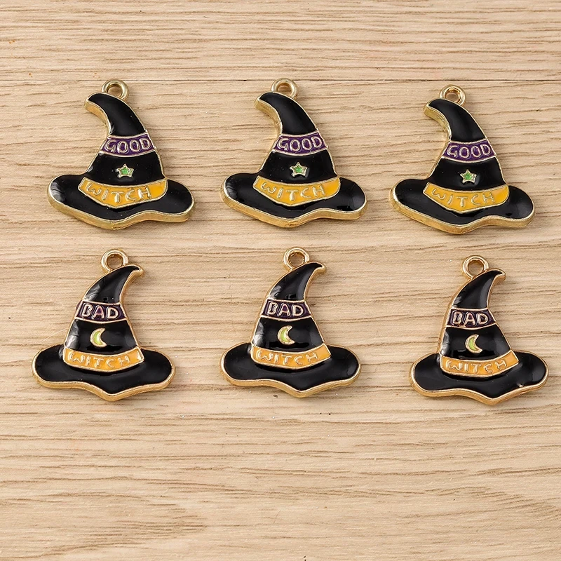 10pcs Halloween Witch Hat Charms – Enamel Pendants for DIY Jewelry - Image 5